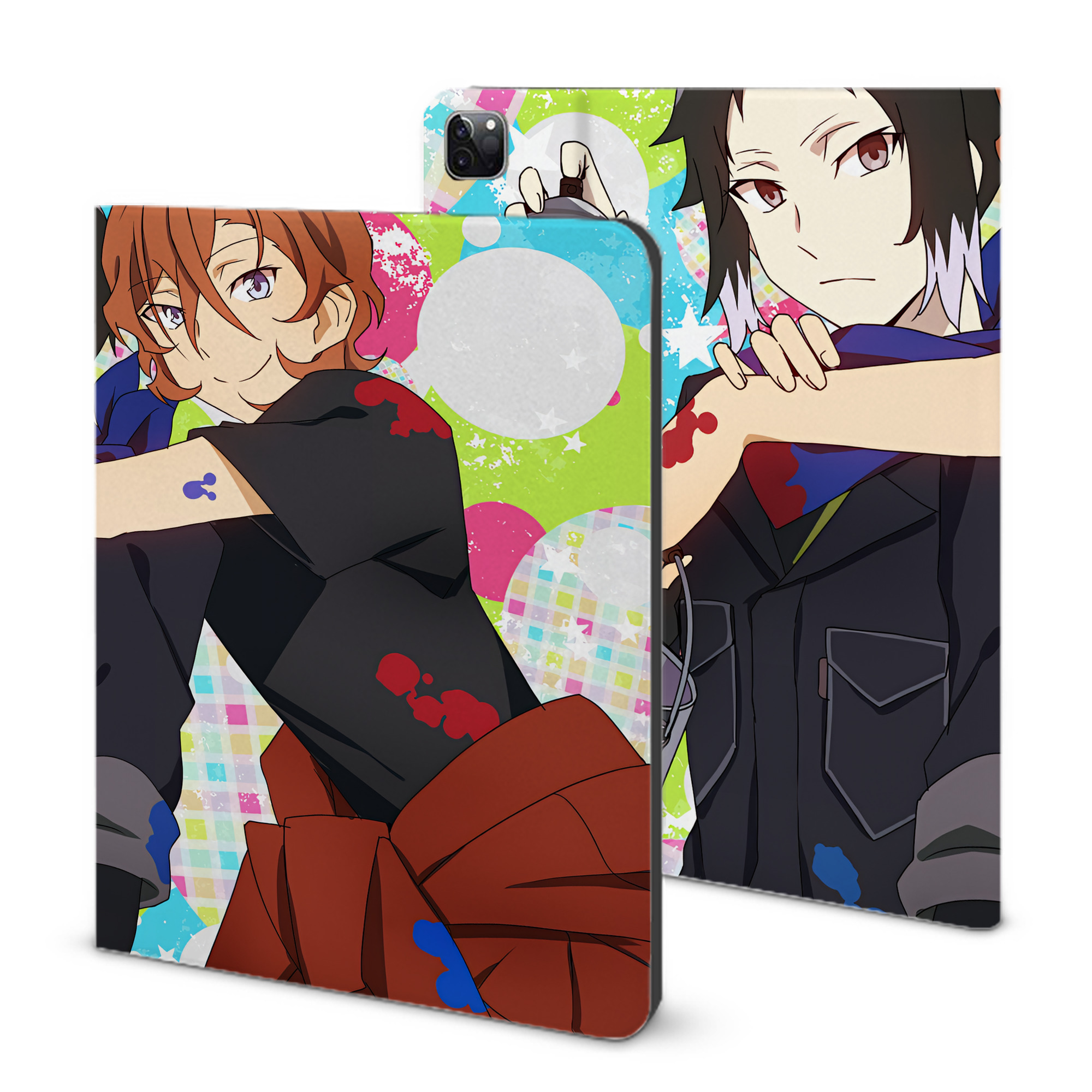 （画像用） 文豪ストレイドッグス Bungo Stray Dogs IPad ケース ブック型 PUレザー TPU 耐衝撃 軽量 薄型 ペン収納なし 全面保護 IPad 各モデル対応